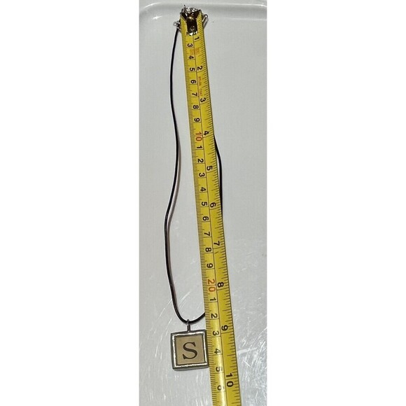 Vintage Silver Tone "S" Initial Country Charm With Faux Leather Necklace - Picture 3 of 6